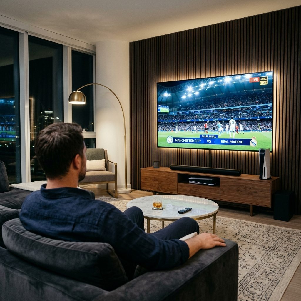Flexstreamiptv ultra-fast zapping interface on 4K living room television